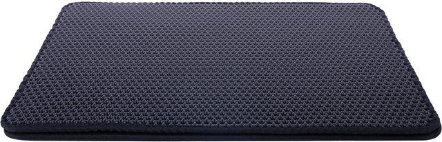 Petlando Katzentoilettenvorleger mit Streufang Rillen Schwarz 60 x 45 x 1,5 cm doppellagig – Bild 1 von 6