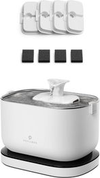Produktbild von Petlibro Dockstream Akkubetriebener Automatischer Katzenbrunnen mit Edelstahl und 4er-Packung Filtern Schwarz