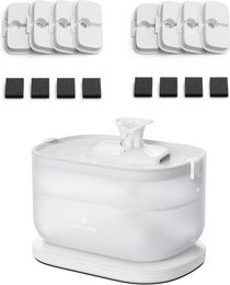Produktbild von PETLIBRO Dockstream Automatischer Katzenbrunnen mit kabelloser Pumpe und 8er-Packung Filtern in Weiß