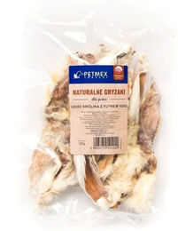 Produktbild von Petmex Naturkauartikel Kaninchenohren mit Fell Monoprotein für alle Altersstufen 100 g - 100 g