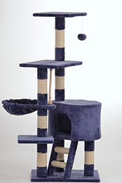 PETOLINA Katzenbaum Felina Kratzbaum aus Plüsch in Blau – Bild 1 von 5