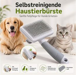 Petraum Fellbürste für Hunde und Katzen mit Langhaar und Kurzhaar in Grau – Bild 1 von 2