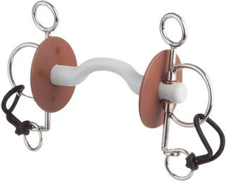 Petrebels Pelham Gebiss für Pferde mit Zungenbogenstange in Silber und Weiß – Bild 1 von 3