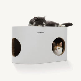 PetRhein Safari Lodge XXL Katzenmöbel 3-in-1 Kratzhaus mit Kratzbrett aus Wellpappe 64 x 35 x 36 cm – Bild 1 von 12