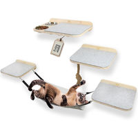 Produktbild von Petriumph Katzen-Kletterwand 8-teilig Wandkratzbaum mit Hängematte Kratzseil und Futternäpfen