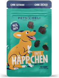 Produktbild von Pets Deli Belohnungssnack Häppchen Ente für Senior Hunde mit hohem Fleischanteil 90g
