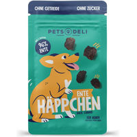 Produktbild von Pets Deli Belohnungssnack Häppchen Ente für Senior Hunde mit hohem Fleischanteil 90g