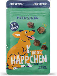 Produktbild von Pets Deli Belohnungssnack Häppchen Hirsch und Ente für Hunde Senior mit hohem Fleischanteil 90g - 90 g