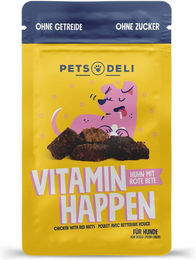 Produktbild von Pets Deli Belohnungssnack Vitaminhappen Huhn mit Rote Bete und Pastinake für Hunde Senior mit hohem Fleischanteil und Monoprotein 5 x 90g - 5 x 90 g