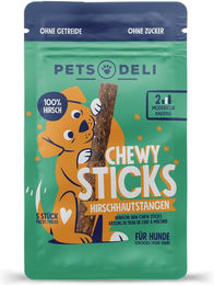 Produktbild von Pets Deli Chewy Sticks Hirschhaut Kaustangen für Hunde Monoprotein Hypoallergen 500g - 5 x 5 Stk.