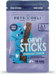 Produktbild von Pets Deli Chewy Sticks Pferdehaut Kaustangen für Hunde Monoprotein 500g - 5 x 4 Stk.