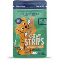 Produktbild von Pets Deli Chewy Strips Hirschhaut Kaustreifen für Hunde Hypoallergen Monoprotein 10 Stück