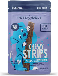 Produktbild von Pets Deli Chewy Strips Pferdehaut Kaustreifen für Hunde hypoallergen und monoprotein 10 Stück