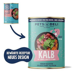 Pets Deli Classic Hunde Nassfutter Kalb und Rind, getreidefrei, hoher Fleischanteil, ohne Zucker, 6x400g - 6 x 400 g – Bild 1 von 4