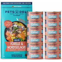 Produktbild von Pets Deli Fancy Filet Topping Lachs und Forelle Probierpaket für Hunde Senior 2840g - 2840 g