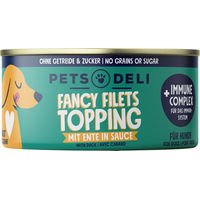 Produktbild von Pets Deli Fancy Filets Nassfutter Topping mit Ente in Soße für Senior Hunde Monoprotein 70g - 70 g