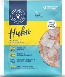 Produktbild von Pets Deli Frische-Menü Huhn mit Karotte und Süßkartoffel für Hunde Junior getreidefrei 200g - 200 g