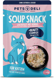 Produktbild von Pets Deli Functional Suppe Beauty Lachs mit Thunfisch und Huhn für Senior Katzen 40g für Haut & Fell - 40 g
