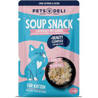 Produktbild von Pets Deli Functional Suppe Beauty Lachs mit Thunfisch und Huhn für Senior Katzen 40g für Haut & Fell - 40 g