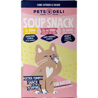 Produktbild von Pets Deli Functional Suppe Multipack mit Lachs MSC für Katzen Adult zur Unterstützung von Haut und Fell, Verdauung und gegen Haarballen - 6 x 40 g