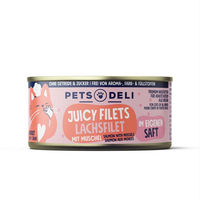 Produktbild von Pets Deli Juicy Filets Lachs mit Muschel getreidefrei für Senior Katzen 70g