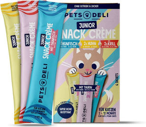 Produktbild von Pets Deli Katzen Leckerli Mousse Creme Multipack 6x15g Adult getreidefrei und zuckerfrei - 6 x 15 g
