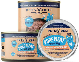 Produktbild von Pets Deli Katzen Nassfutter Känguru Hypoallergen Getreidefrei 200g Dose - 200 g