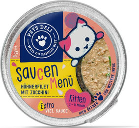 Produktbild von Pets Deli Katzen Nassfutter Kitten Huhn Stückchen in Sauce getreidefrei und zuckerfrei 85g - 85 g