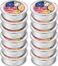 Produktbild von Pets Deli Katzen Nassfutter Kitten Lachs und Huhn Stückchen in Sauce getreidefrei und zuckerfrei 85g - 85 g