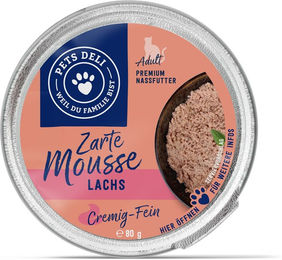 Produktbild von Pets Deli Katzen Nassfutter Mousse Lachs und Rind Senior Getreidefrei Monoprotein 12x 80g - 12 x 80 g