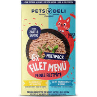 Produktbild von Pets Deli Katzen Nassfutter Multipack mit Hühnerfilet, Putenfilet und Thunfisch für Adult, getreidefrei und zuckerfrei, 6 x 85g - 6 x 85 g
