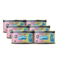 Produktbild von Pets Deli Katzen Nassfutter Pure Meat Rind und Huhn Stückchen in Sauce für ausgewachsene Katzen, getreidefrei, ohne Zucker, 6x200g Dose