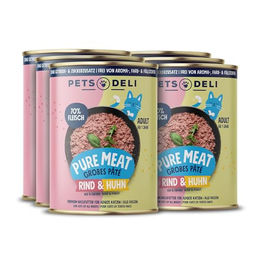 Pets Deli Katzen Nassfutter Pure Meat Rind und Huhn Stückchen in Sauce, Getreidefrei, Adult, 6x400g Dose – Bild 1 von 3
