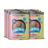 Produktbild von Pets Deli Katzen Nassfutter Pure Meat Rind und Huhn Stückchen in Sauce, Getreidefrei, Adult, 6x400g Dose
