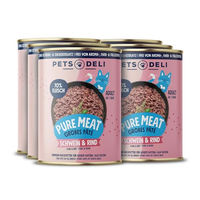 Produktbild von Pets Deli Katzen Nassfutter Pure Meat Schwein und Rind Stückchen in Sauce für erwachsene Katzen, getreidefrei, ohne Zucker, 6x400g Dose