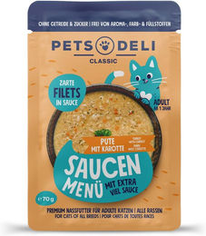 Produktbild von Pets Deli Katzen Nassfutter Pute Stückchen in Sauce Adult Getreidefrei und Zuckerfrei 70g - 70 g