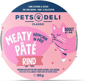 Produktbild von Pets Deli Katzen Nassfutter Senior Rind Paté getreidefrei monoprotein ohne Zucker 85g 36er Pack - 36 x 85 g