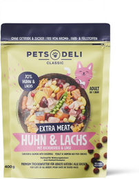 Produktbild von Pets Deli Katzen Trockenfutter Huhn mit Lachs für Adult Katzen getreidefrei und zuckerfrei 400g - 400 g