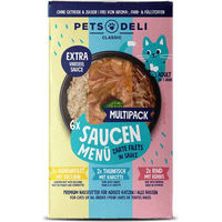 Produktbild von Pets Deli Katzenfutter Nass Saucen Menü Multipack mit Pute, Thunfisch und Huhn für Adult, getreidefrei und zuckerfrei, 6 x 70g - 6 x 70 g
