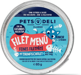 Produktbild von Pets Deli Kitten Nassfutter Filet Menü Thunfisch 85g Dose getreidefrei und glutenfrei - 85 g