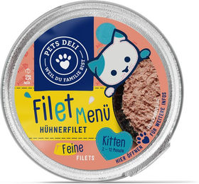 Produktbild von Pets Deli Kitten Nassfutter Huhn Filets getreidefrei glutenfrei zuckerfrei 85g 12er Pack - 12 x 85 g