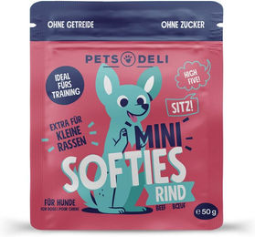 Produktbild von Pets Deli Mini Softies Belohnungssnack Rind für Senior Hunde mit hohem Fleischanteil und Monoprotein 50g - 50 g