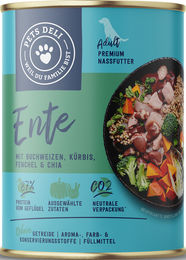 Produktbild von Pets Deli Nassfutter Ente für Hunde Adult getreidefrei und zuckerfrei 200g - 200 g