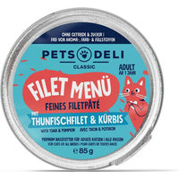 Produktbild von Pets Deli Nassfutter Filet Menü für Senioren Katzen mit Thunfisch und Pute getreidefrei 85g 36er Pack