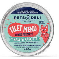 Produktbild von Pets Deli Nassfutter Filet Menü mit Kalb und Huhn für Senior Hunde getreidefrei 200g Dose