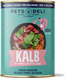 Produktbild von Pets Deli Nassfutter Kalb für Hunde Adult getreidefrei und zuckerfrei 200g - 200 g