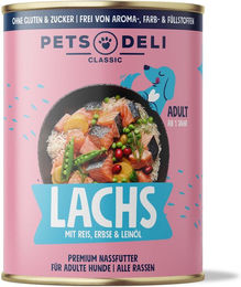 Produktbild von Pets Deli Nassfutter Lachs für Hunde Adult getreidefrei glutenfrei und zuckerfrei 190g - 190 g