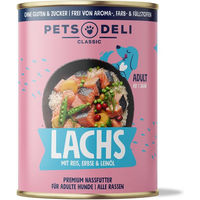 Produktbild von Pets Deli Nassfutter Lachs für Hunde Adult getreidefrei glutenfrei und zuckerfrei 750g - 750 g