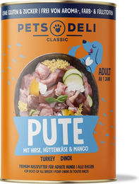 Produktbild von Pets Deli Nassfutter Pute für Hunde Adult getreidefrei und zuckerfrei 800g - 800 g