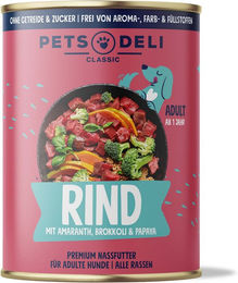 Produktbild von Pets Deli Nassfutter Rind für Hunde Adult getreidefrei und zuckerfrei 200g - 200 g